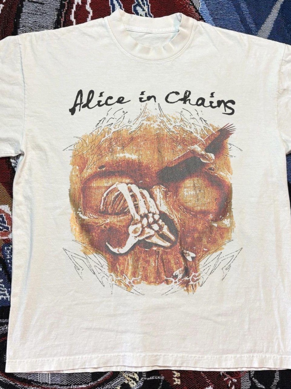 Gildan White Alice in Chains Skull Graphic Tee